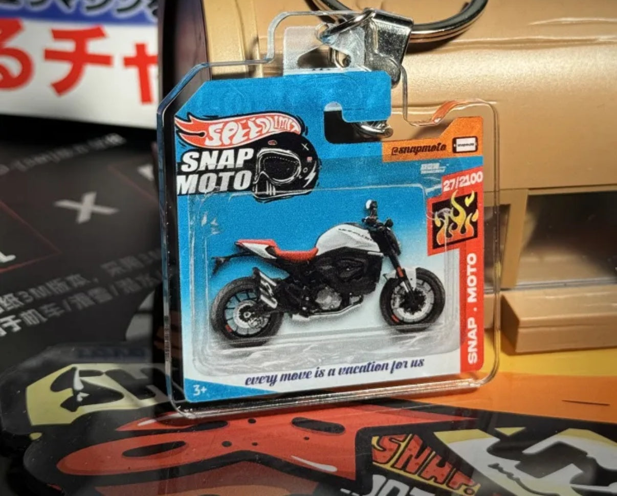 The Pocket Garage: 1:64 Scale Blister Pack Key Tag Keychain for Ducati Monster