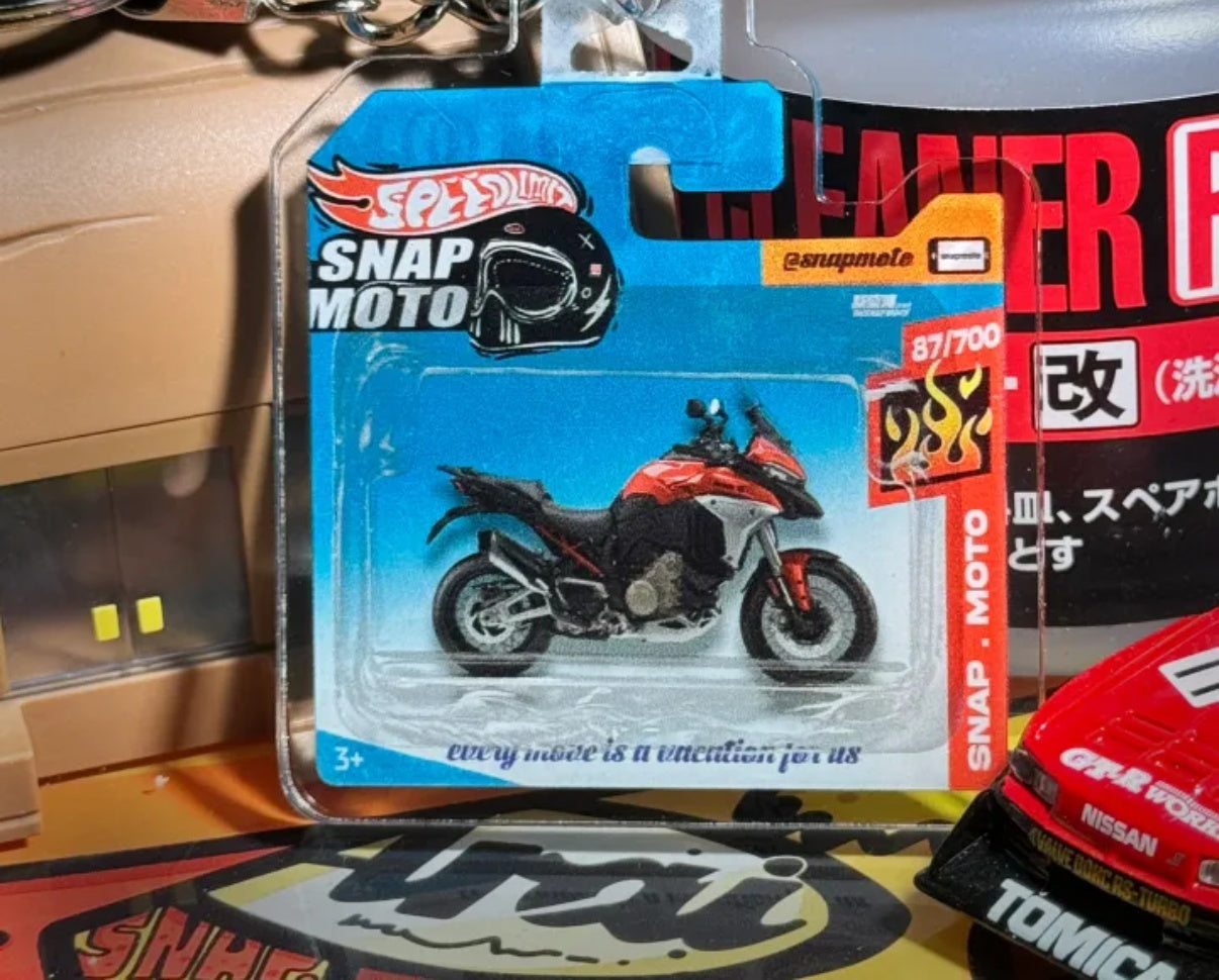 The Pocket Garage: 1:64 Scale Blister Pack Key Tag Keychain for Ducati MultistradaV4Rally