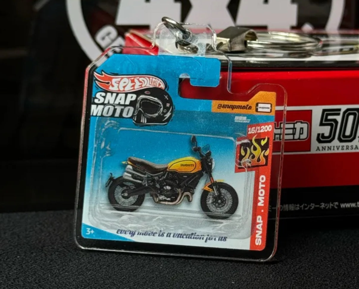 The Pocket Garage: 1:64 Scale Blister Pack Key Tag Keychain for Ducati Scrambler1100