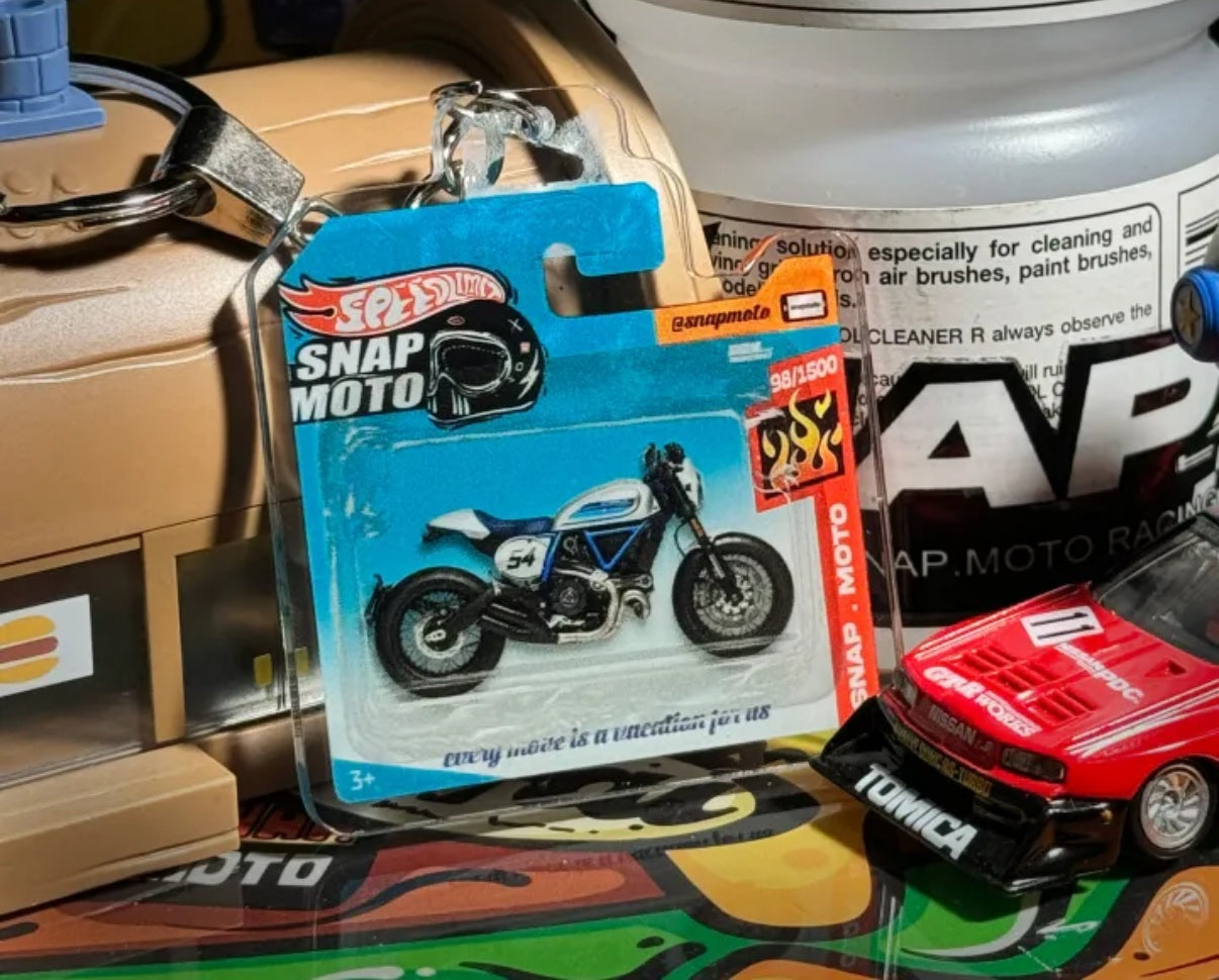 The Pocket Garage: 1:64 Scale Blister Pack Key Tag Keychain for Ducati Scrambler800CafeRacer