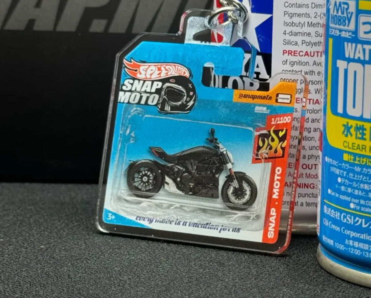 The Pocket Garage: 1:64 Scale Blister Pack Key Tag Keychain for Ducati XDiavel