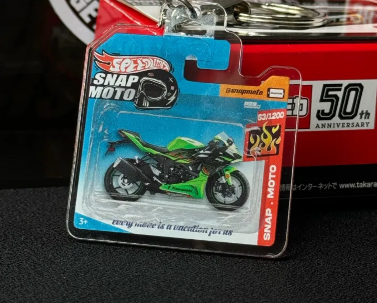 The Pocket Garage: 1:64 Scale Blister Pack Key Tag Keychain for Kawasaki ZX6R