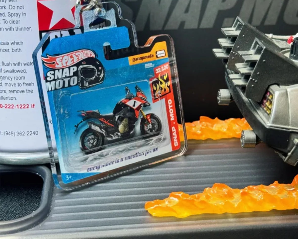 The Pocket Garage: 1:64 Scale Blister Pack Key Tag Keychain for Ducati MultistradaV4PikesPeak