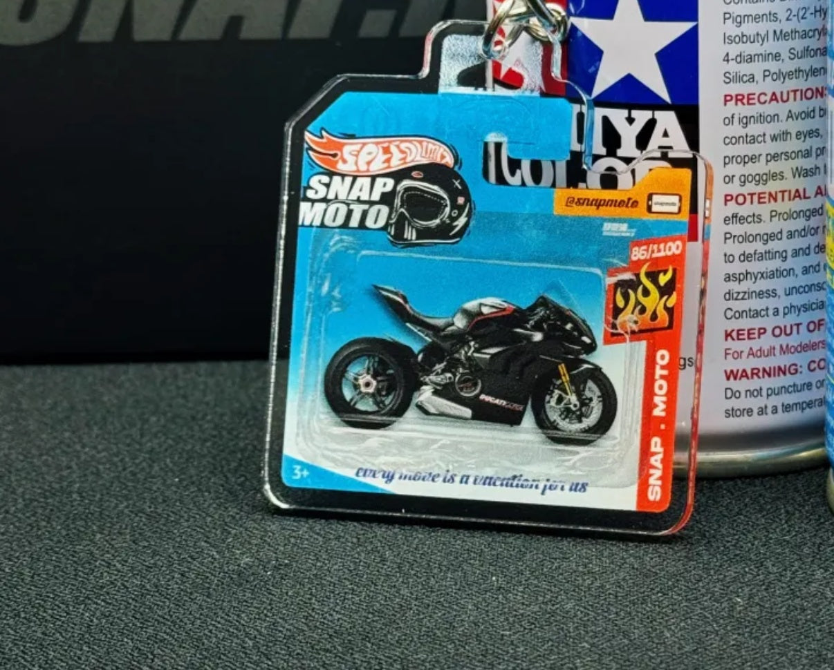 The Pocket Garage: 1:64 Scale Blister Pack Key Tag Keychain for Ducati PanigaleV4SP
