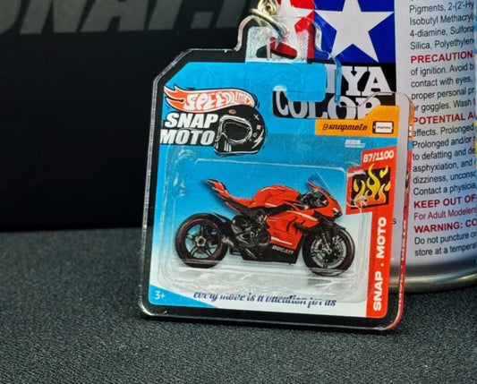 The Pocket Garage: 1:64 Scale Blister Pack Key Tag Keychain for Ducati PanigaleV4Superleggera