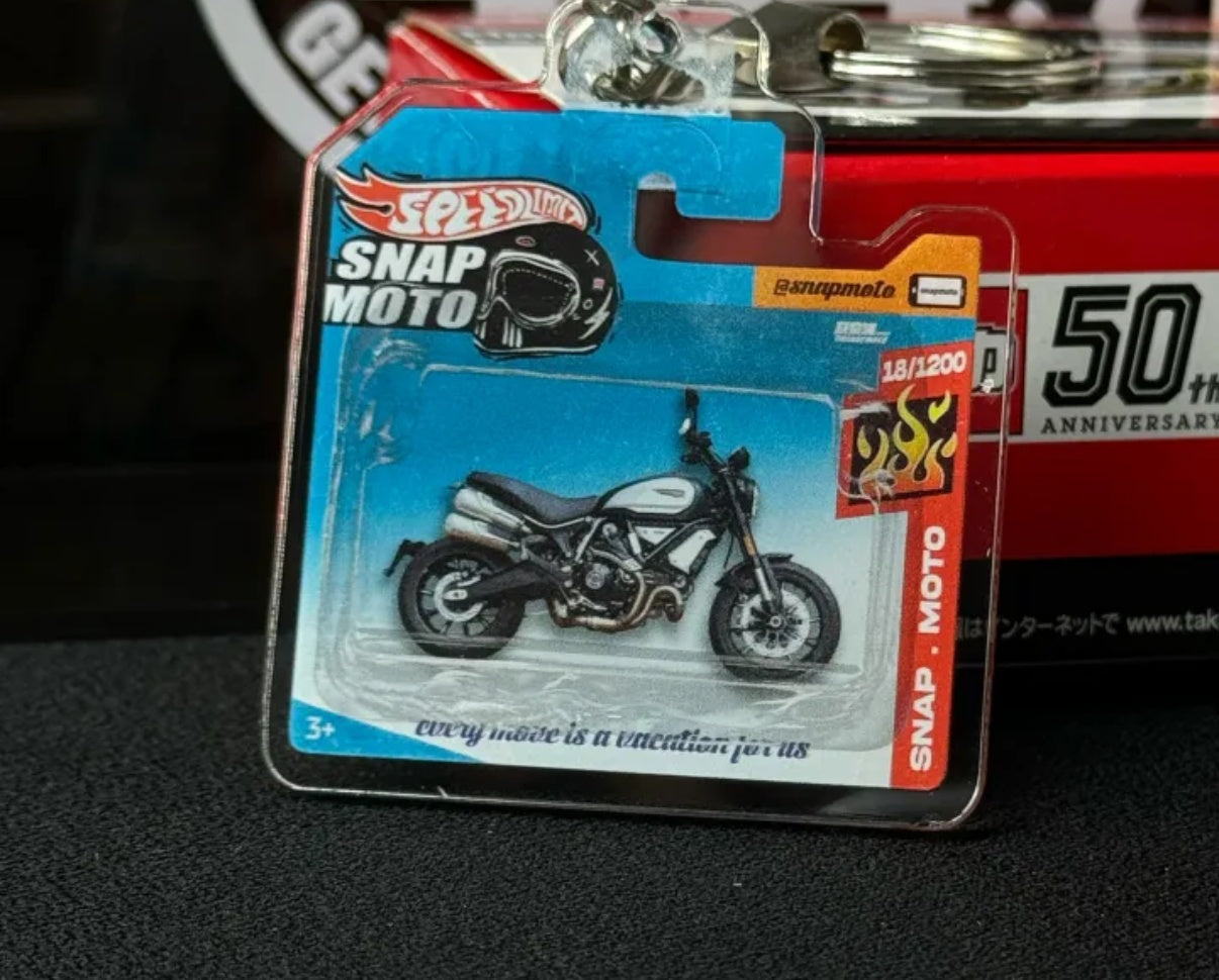 The Pocket Garage: 1:64 Scale Blister Pack Key Tag Keychain for Ducati Scrambler1100