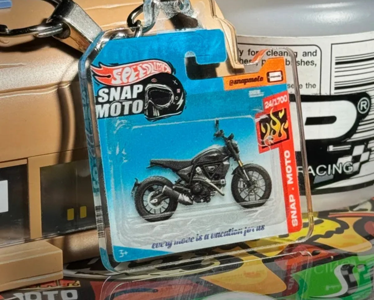 The Pocket Garage: 1:64 Scale Blister Pack Key Tag Keychain for Ducati Scrambler800