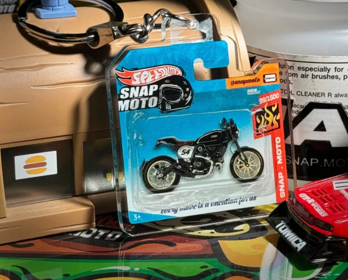 The Pocket Garage: 1:64 Scale Blister Pack Key Tag Keychain for Ducati Scrambler800CafeRacer