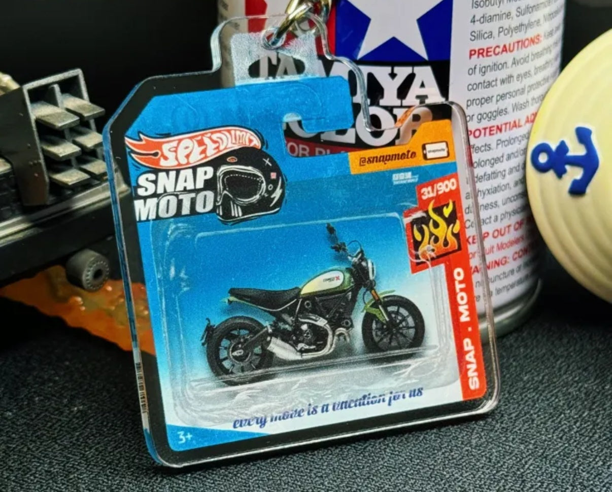 The Pocket Garage: 1:64 Scale Blister Pack Key Tag Keychain for Ducati Scrambler800