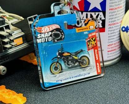 The Pocket Garage: 1:64 Scale Blister Pack Key Tag Keychain for Ducati ScramblerDesertSled
