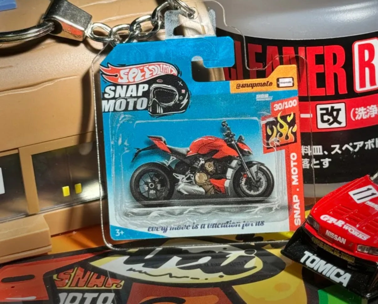 The Pocket Garage: 1:64 Scale Blister Pack Key Tag Keychain for Ducati StreetfighterV4