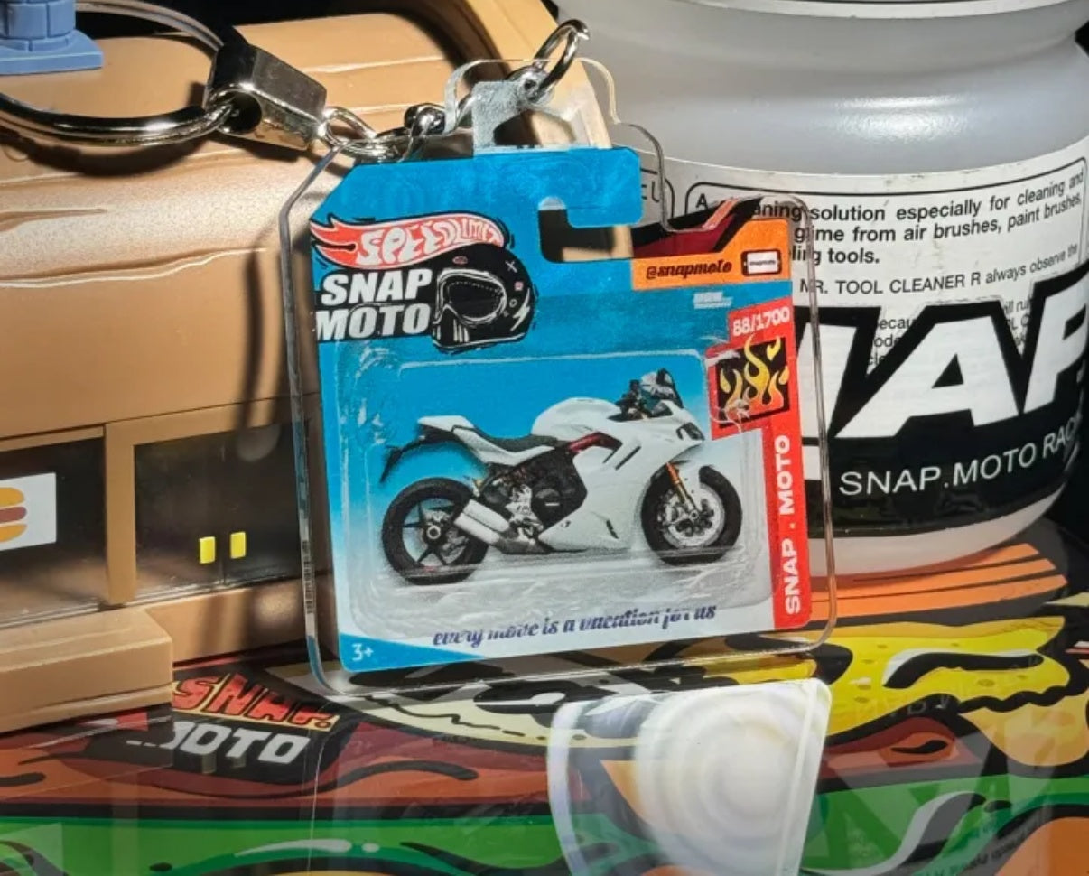 The Pocket Garage: 1:64 Scale Blister Pack Key Tag Keychain for Ducati SuperSport