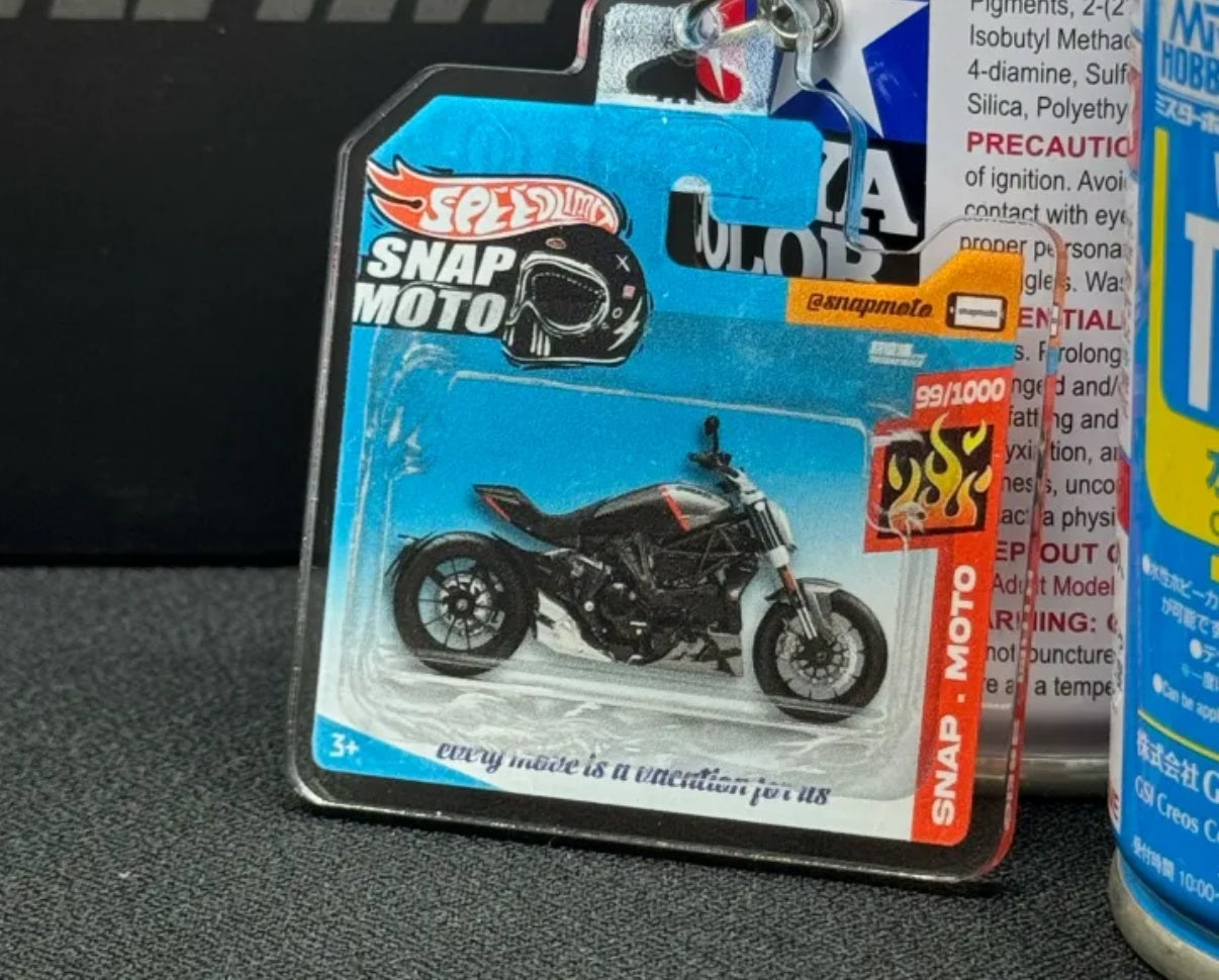 The Pocket Garage: 1:64 Scale Blister Pack Key Tag Keychain for Ducati XDiavel