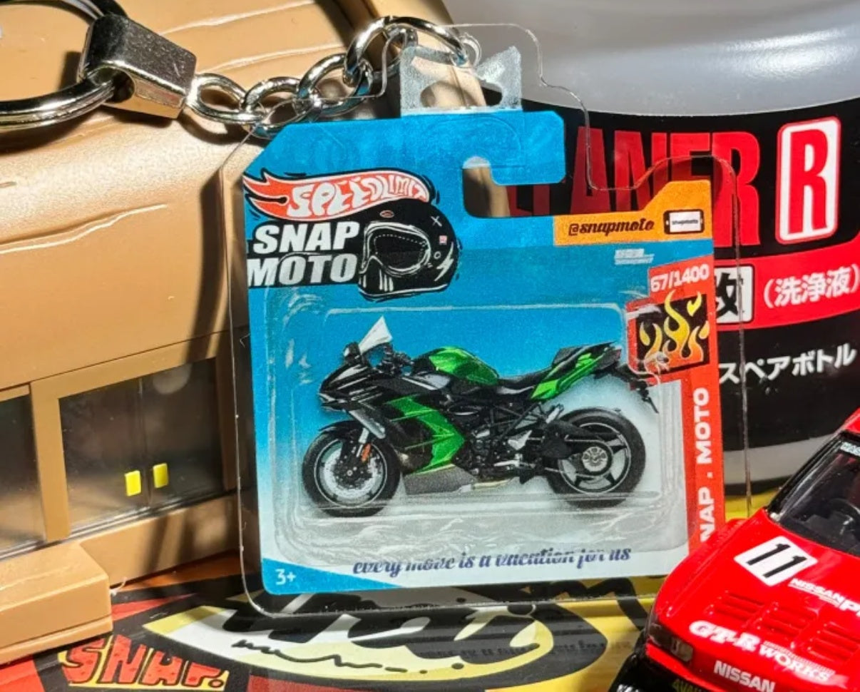 The Pocket Garage: 1:64 Scale Blister Pack Key Tag Keychain for Kawasaki H2