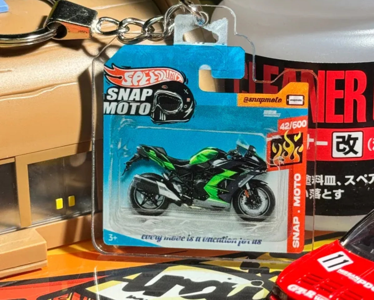The Pocket Garage: 1:64 Scale Blister Pack Key Tag Keychain for Kawasaki H2