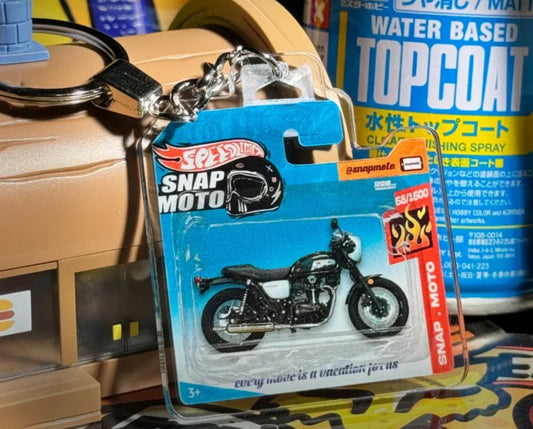 The Pocket Garage: 1:64 Scale Blister Pack Key Tag Keychain for Kawasaki W800