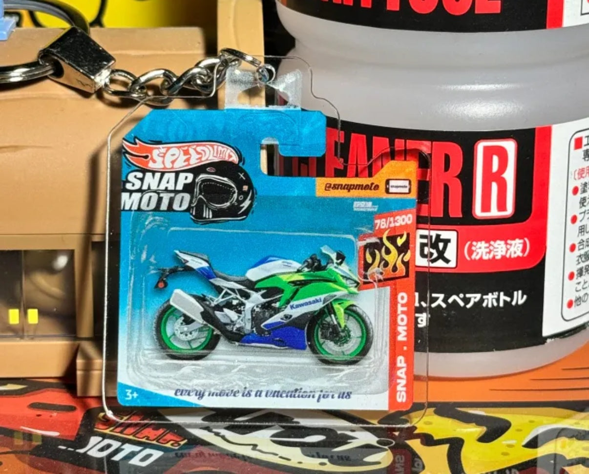 The Pocket Garage: 1:64 Scale Blister Pack Key Tag Keychain for Kawasaki ZX4R