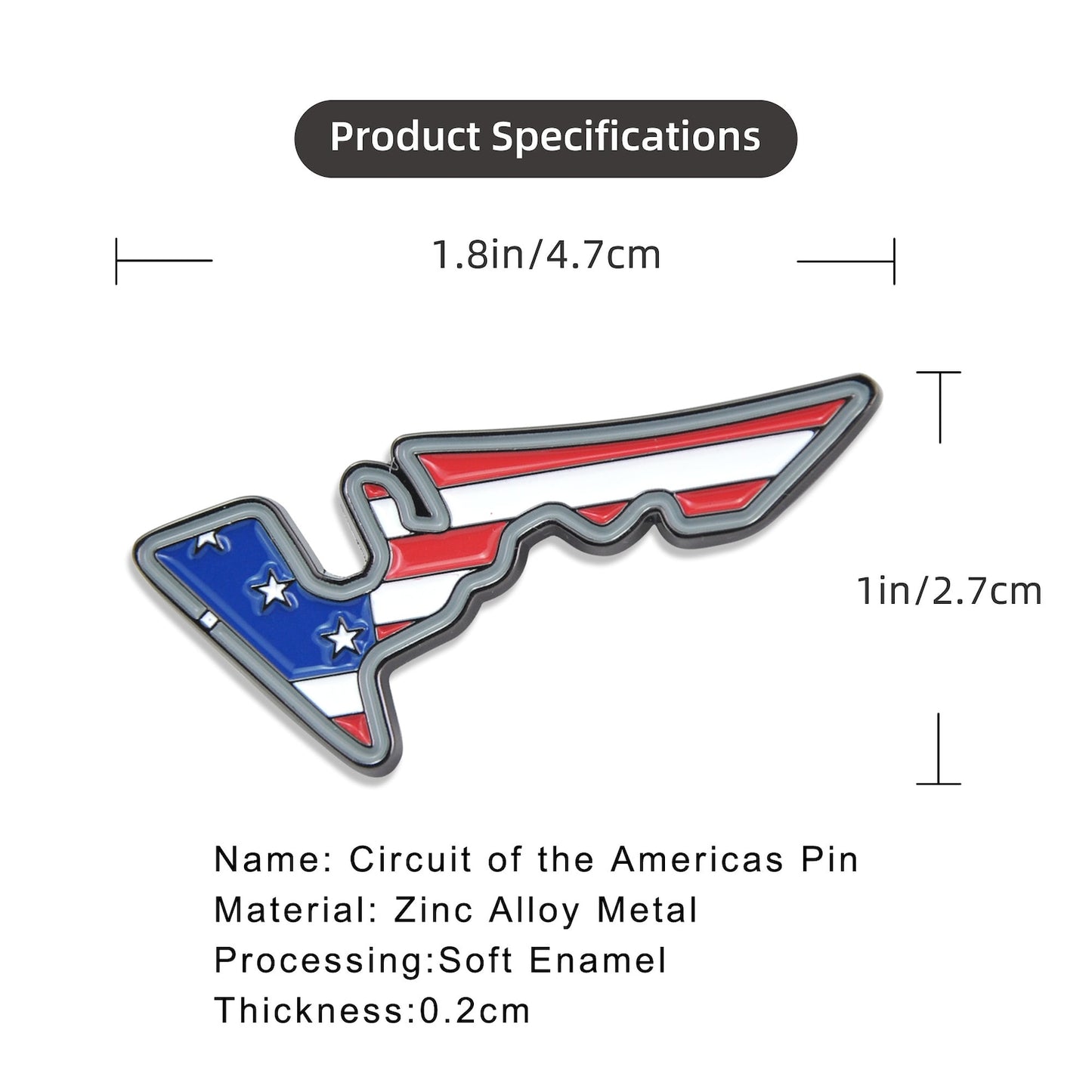 Circuit of the Americas Enamel Pin: F1 MotoGP Racing Track Badge