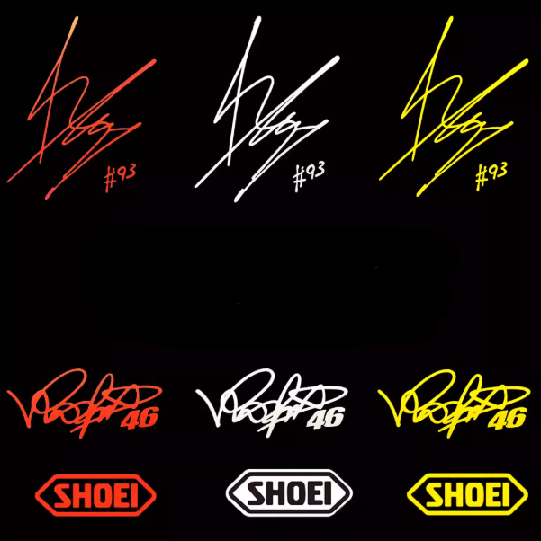 Marc Márquez Valentino Rossi Signature Stickers Handwriting  Helmet Decoration